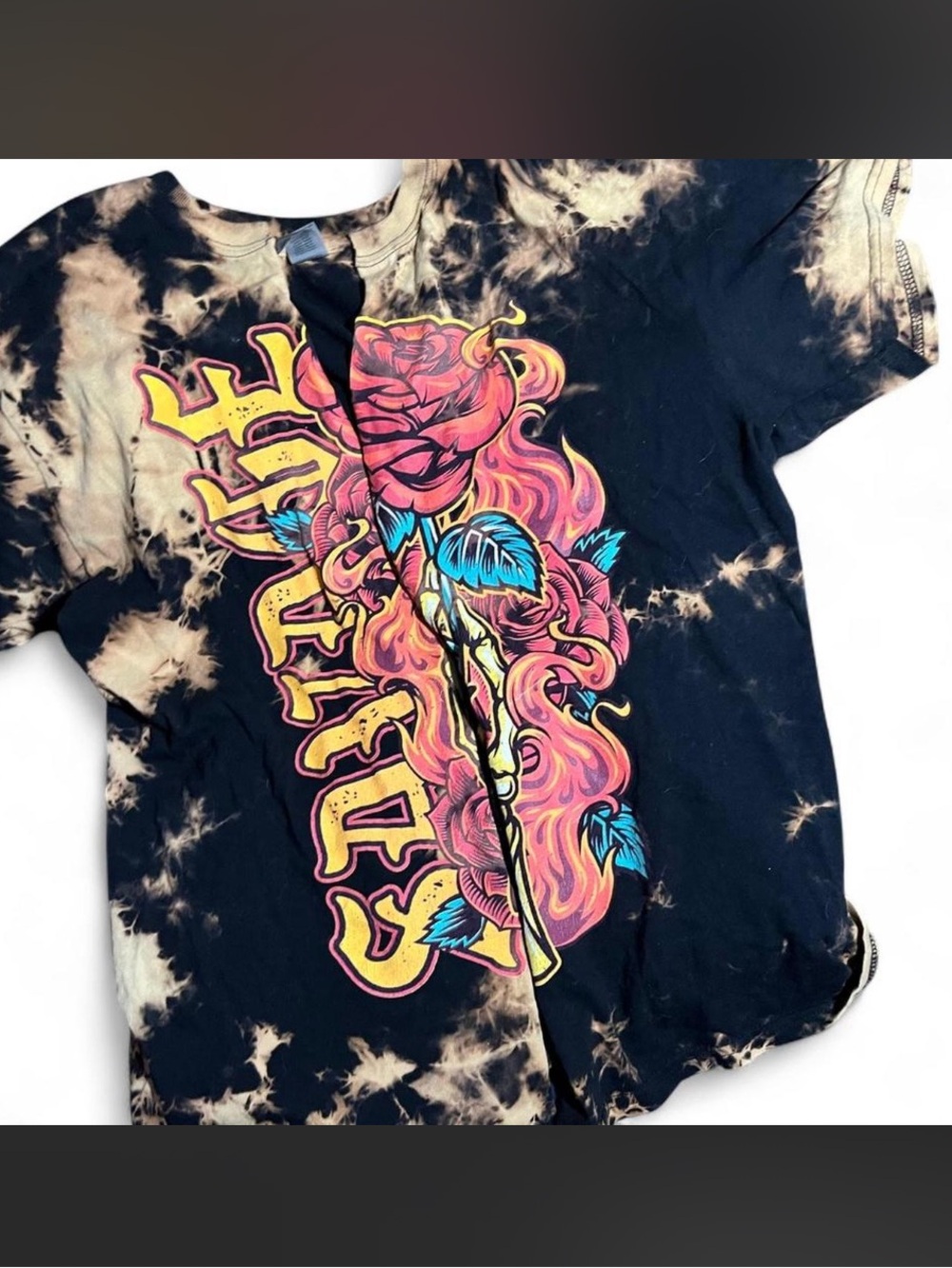 Tie Dye Savage Rose Graphic Shacket Size Large